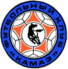 Эмблема КАМАЗа начала 90-х годов, состоящая из бегущего коня, символа автозавода, на фоне футбольного мяча